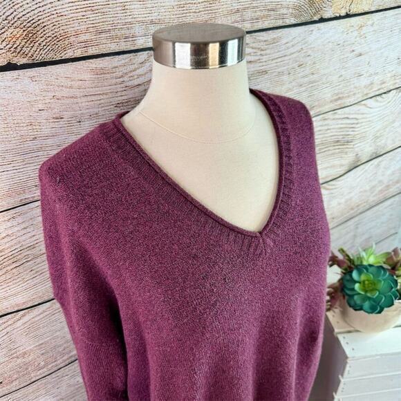J. Jill Women's V-Neck Side Slit Pullover Sweater Purple Size S - Picture 2 of 6